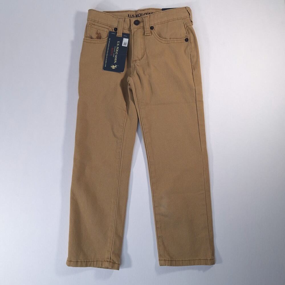U.S. Polo Assn Boys Size 4 Honey Straight Twill Pants NWT Adjustable School Play